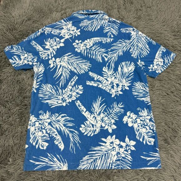 Vineyard Vines Terry Cloth Polo Collar Short Sleeve Hawaiian Shirt Size Medium - Picture 7 of 7